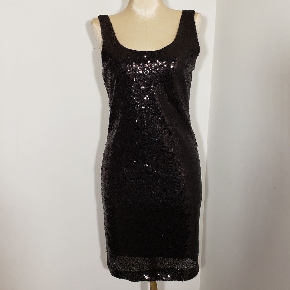 Rue 21 black sequined dress back zip size Small